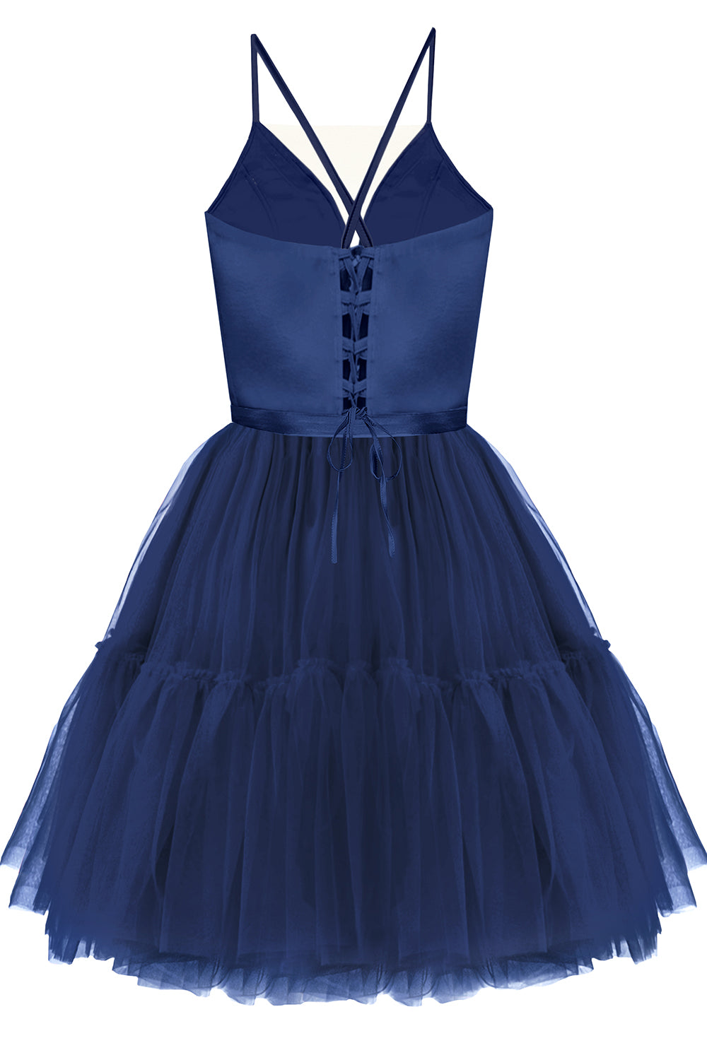 MINI SKIRT AND CROP TOP SET ADRY SATIN TULLE DARK BLUE