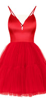 MINI SKIRT AND CROP TOP SET ADRY SATIN TULLE RED