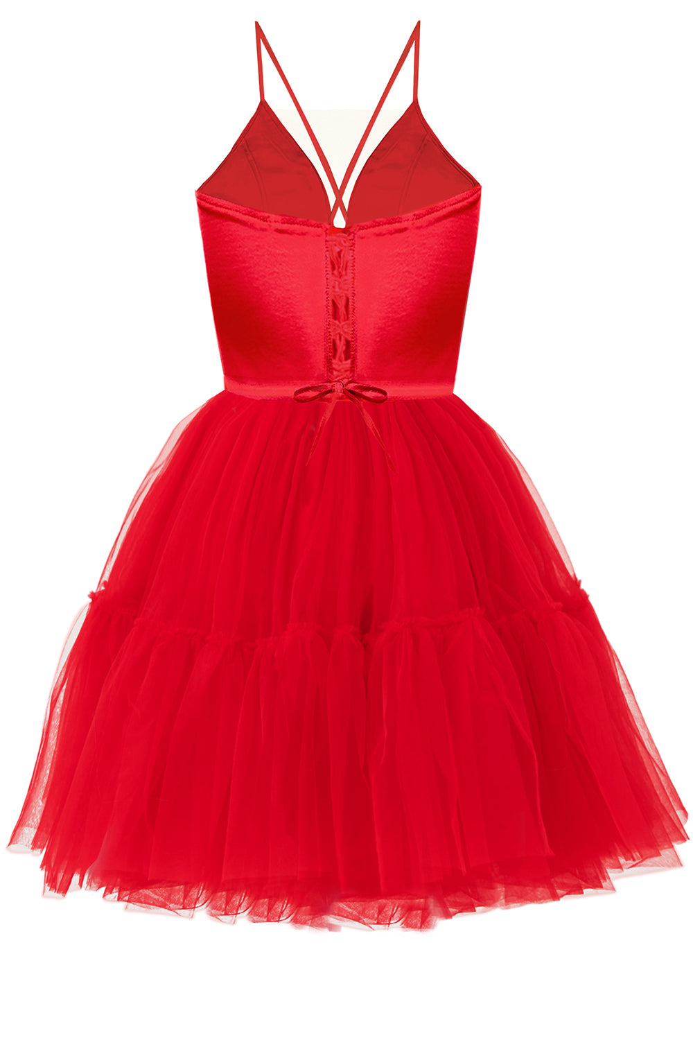 MINI SKIRT AND CROP TOP SET ADRY SATIN TULLE RED