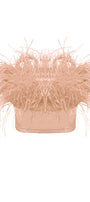 MINI CROP TOP FEATHERS SATIN BEIGE / NUDE