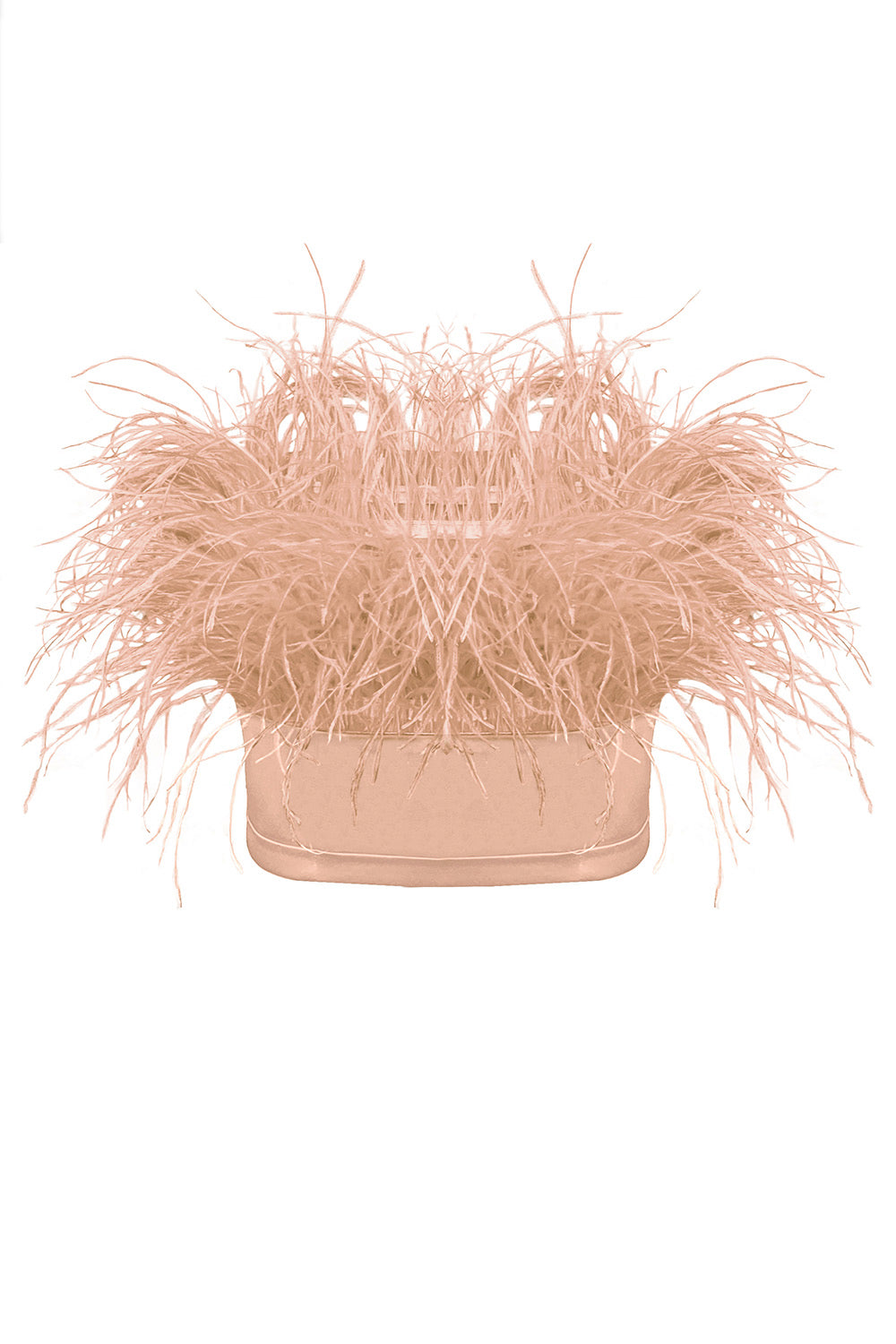 MINI CROP TOP FEATHERS SATIN BEIGE / NUDE