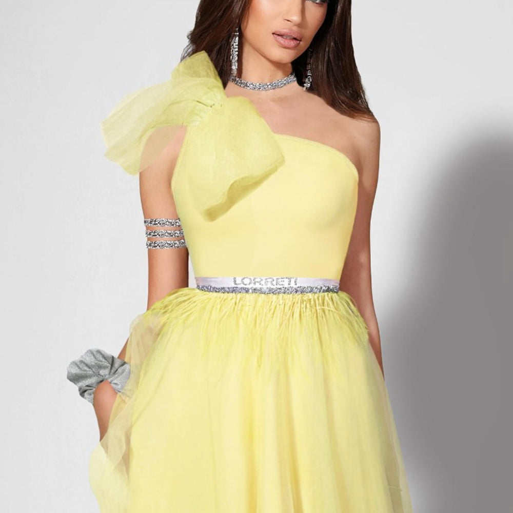 MINI DRESS ZAYA TRICOT TULLE YELLOW