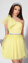 MINI DRESS ZAYA TRICOT TULLE YELLOW
