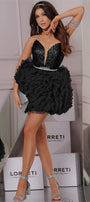MINI SKIRT AND CROP TOP SET 2 PIECE AMORE GLITTER TULLE BLACK
