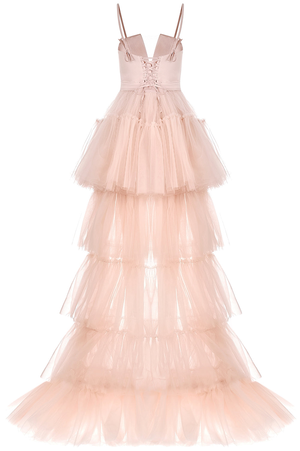 MAXI SKIRT AND CROP TOP SET 4 PARTS PAIGE SATIN TULLE POWDER PINK