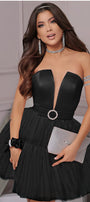 MINI SKIRT AND CROP TOP SET 2 PARTS JESSIE SATIN TULLE BLACK
