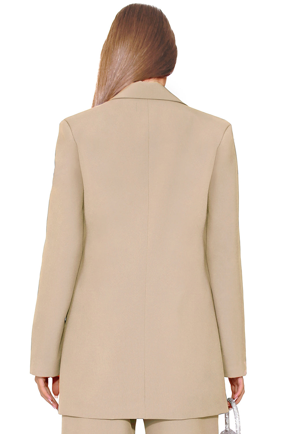 MAXI BLAZER AND PANTS SET 2 PARTS BOSSY BI-STRETCH FABRIC BEIGE / NUDE
