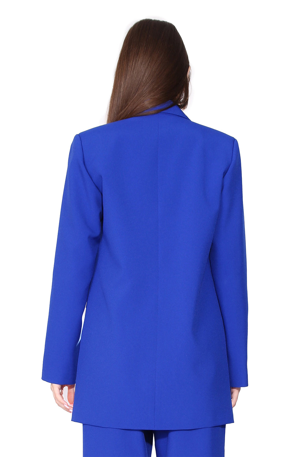 MAXI BLAZER AND PANTS SET 2 PARTS BOSSY BI-STRETCH FABRIC COBALT BLUE