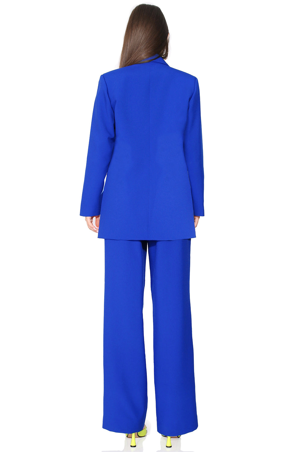 MAXI BLAZER AND PANTS SET 2 PARTS BOSSY BI-STRETCH FABRIC COBALT BLUE