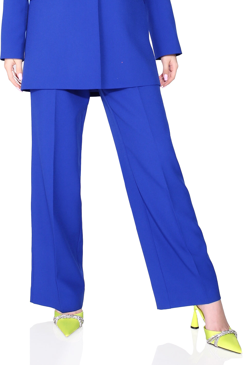 MAXI BLAZER AND PANTS SET 2 PARTS BOSSY BI-STRETCH FABRIC COBALT BLUE