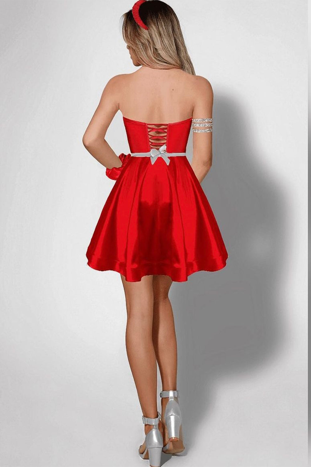MINI SKIRT AND CROP TOP SET MARYLIN SATIN RED