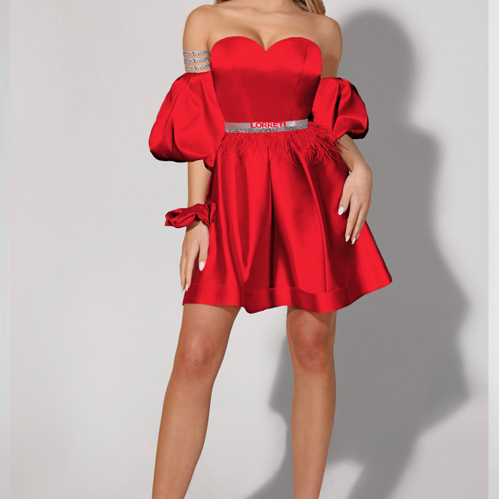 MINI SKIRT AND CROP TOP SET MARYLIN SATIN RED