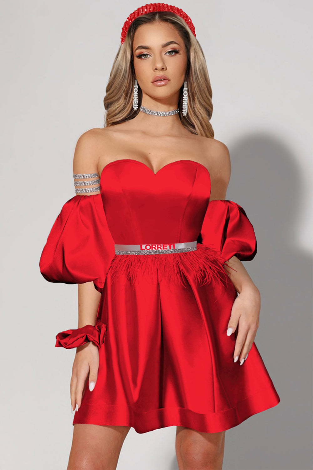 MINI SKIRT AND CROP TOP SET MARYLIN SATIN RED