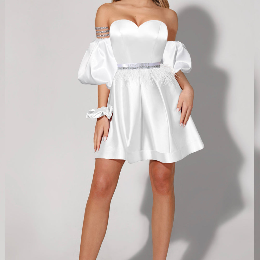 MINI SKIRT AND CROP TOP SET MARYLIN SATIN WHITE
