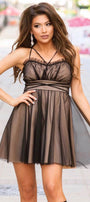 MINI DRESS TULLE BLACK AND NUDE