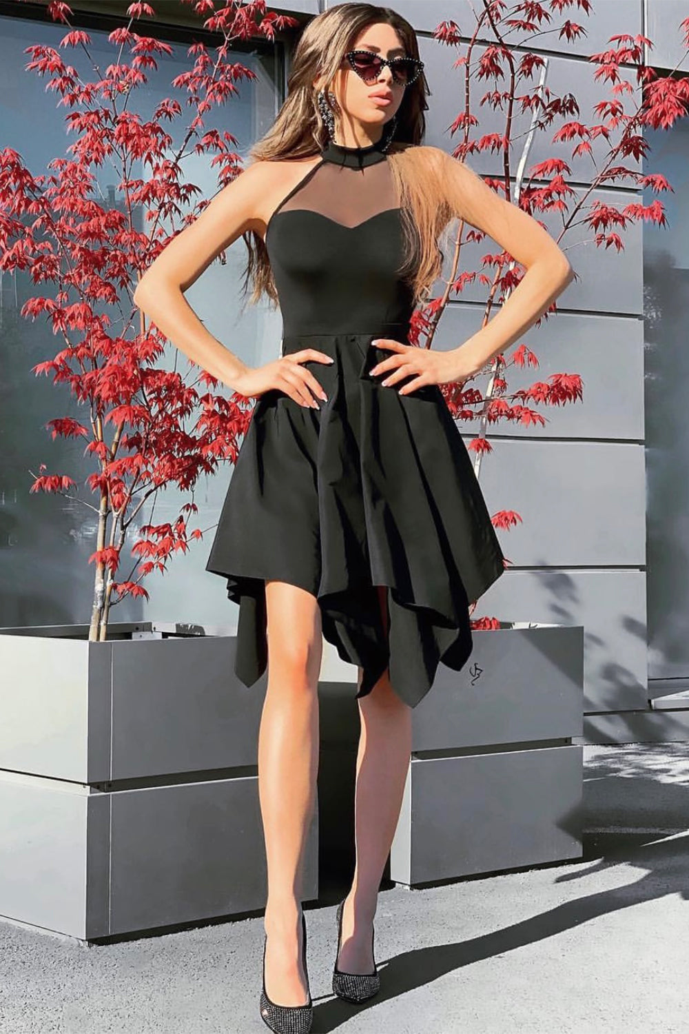 MINI DRESS TRICOT TULLE BLACK