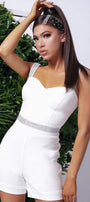 MINI CROP TOP AND PANTS SET 2 PARTS TRICOT WHITE