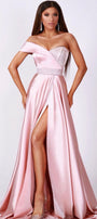 MAXI SKIRT AND CROP TOP SET ALEXIA SATIN LAME POWDER PINK