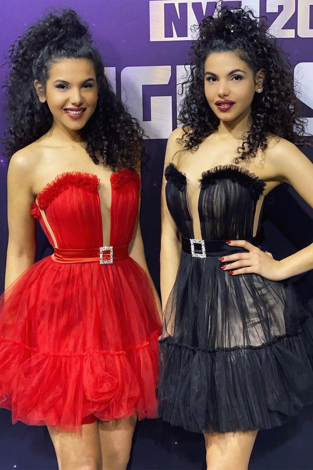 MINI SKIRT AND CROP TOP SET ANNALISE TULLE RED