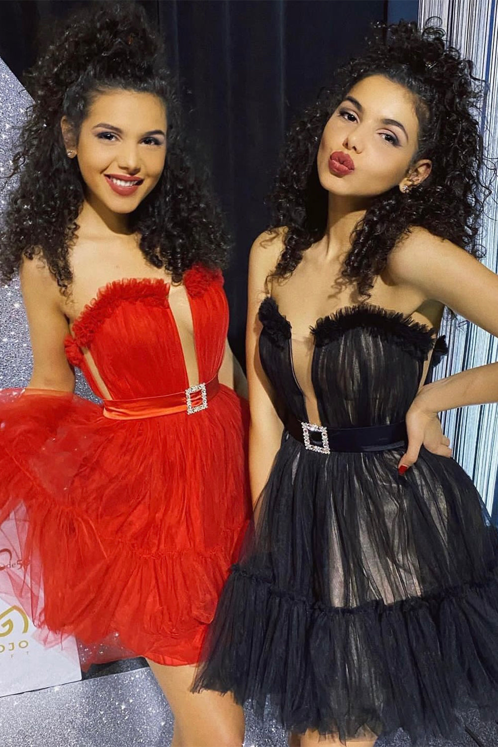 MINI SKIRT AND CROP TOP SET ANNALISE TULLE RED