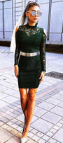 MINI DRESS LACE DARK GREEN