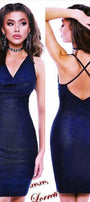 MINI DRESS GLITTER TRICOT DARK BLUE