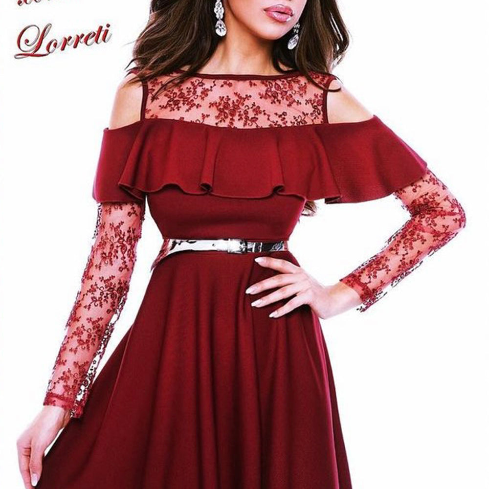 MINI DRESS TRICOT LACE BURGUNDY