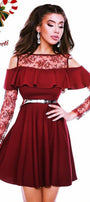 MINI DRESS TRICOT LACE BURGUNDY