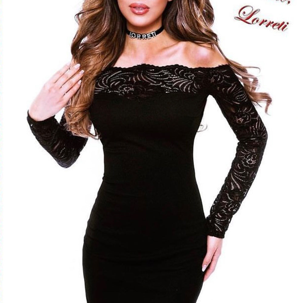 MINI DRESS LACE TRICOT BLACK