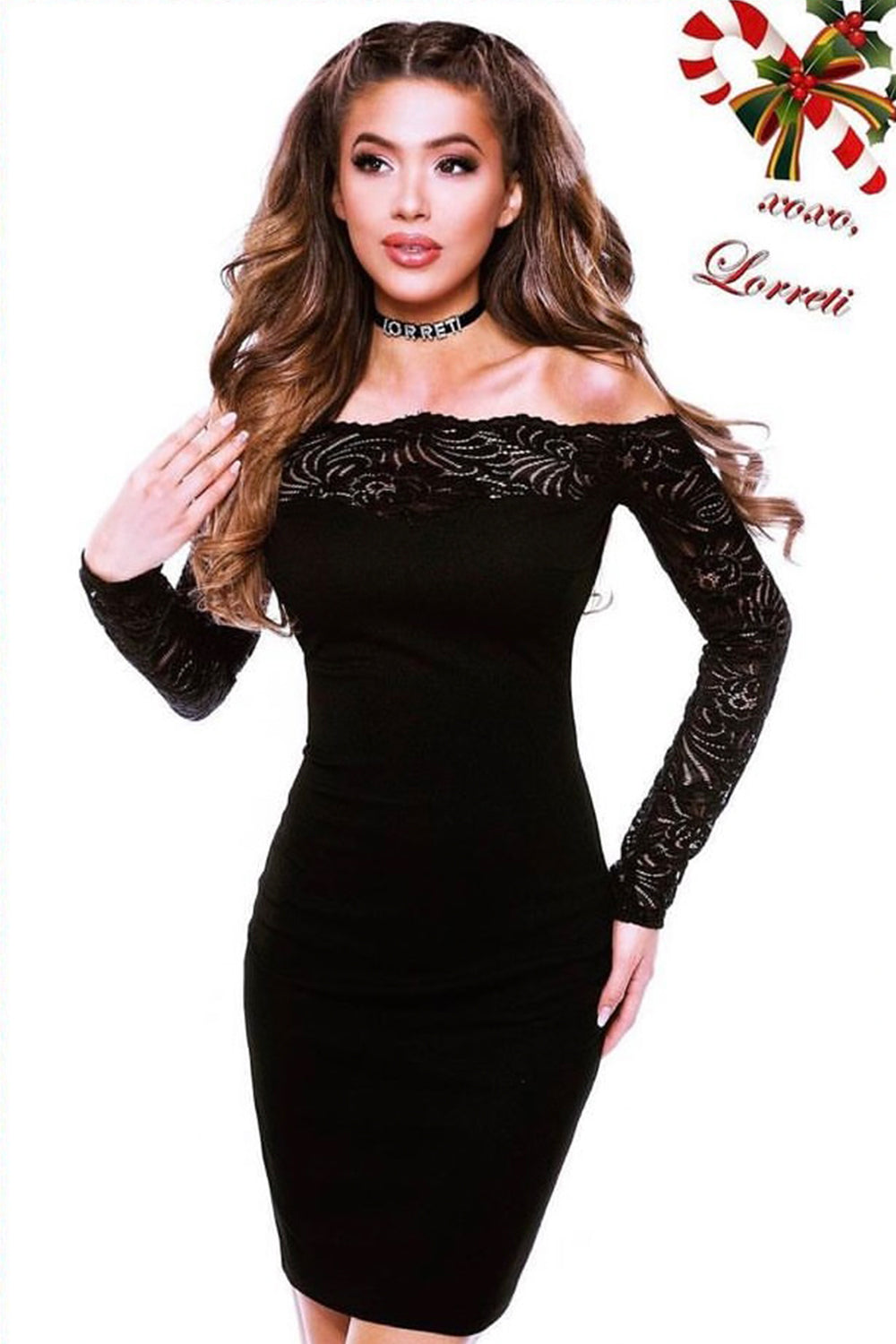 MINI DRESS LACE TRICOT BLACK