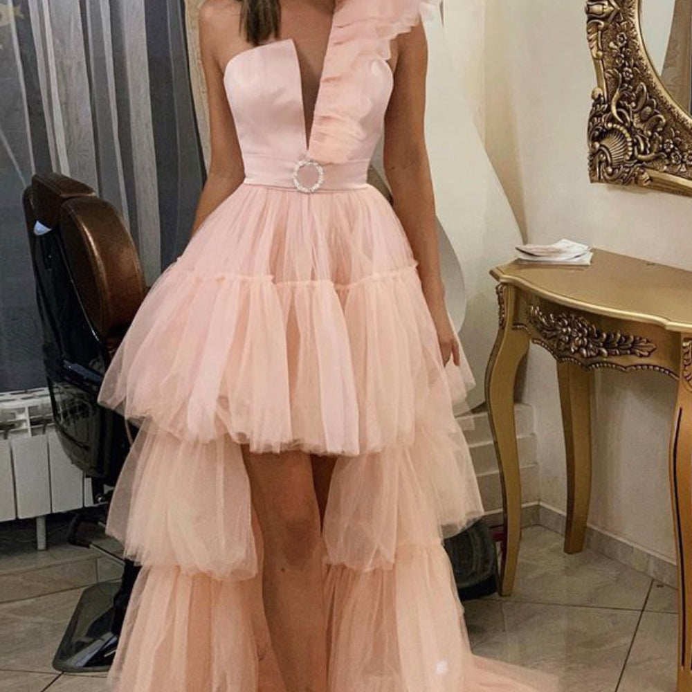 MAXI SKIRT AND CROP TOP SET 4 PARTS PAIGE SATIN TULLE POWDER PINK