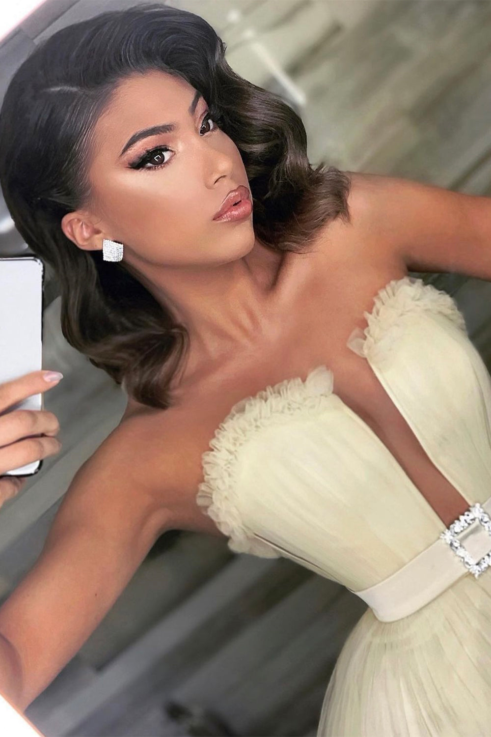 MINI SKIRT AND CROP TOP SET ANNALISE TULLE  VANILLA