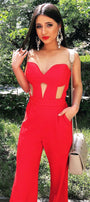 MAXI CROP TOP AND PANTS SET TRICOT RED