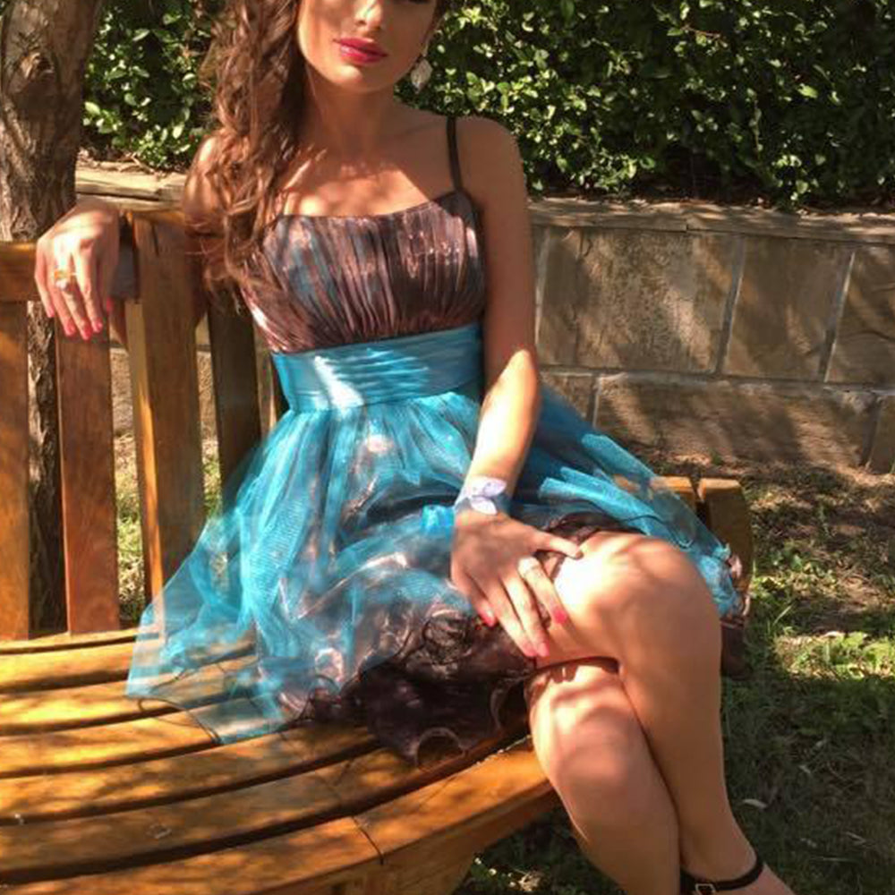 MINI DRESS TULLE LIGHT BLUE  AND BLACK