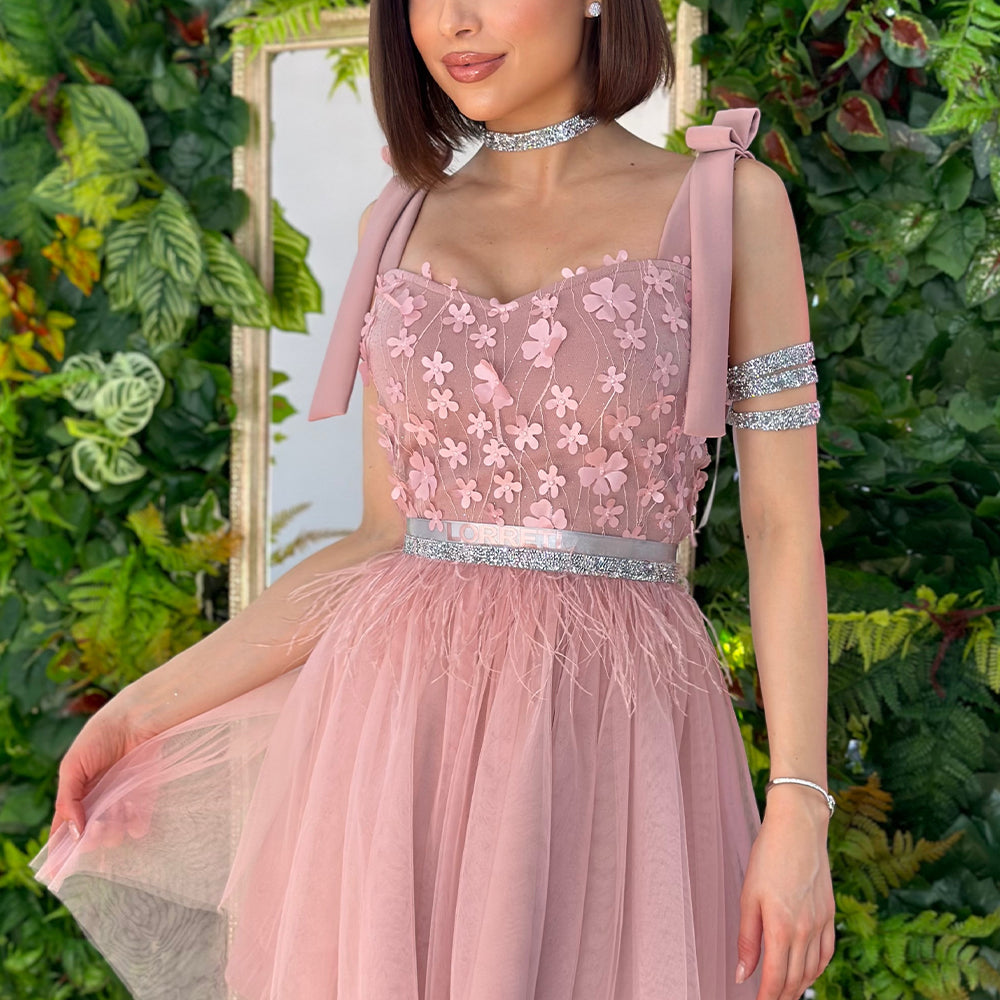 ΜΊΝΙ ΦΌΡΕΜΑ MARY ΔΑΝΤΈΛΑ ΤΟΎΛΙ ΣΚΌΝΗ ΡΟΖ