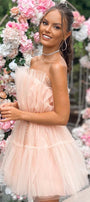 MINI DRESS BARBIE TULLE SOFT PEACH