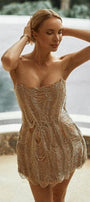МINI VESTITO MIA STRASS RASO CHAMPAGNE