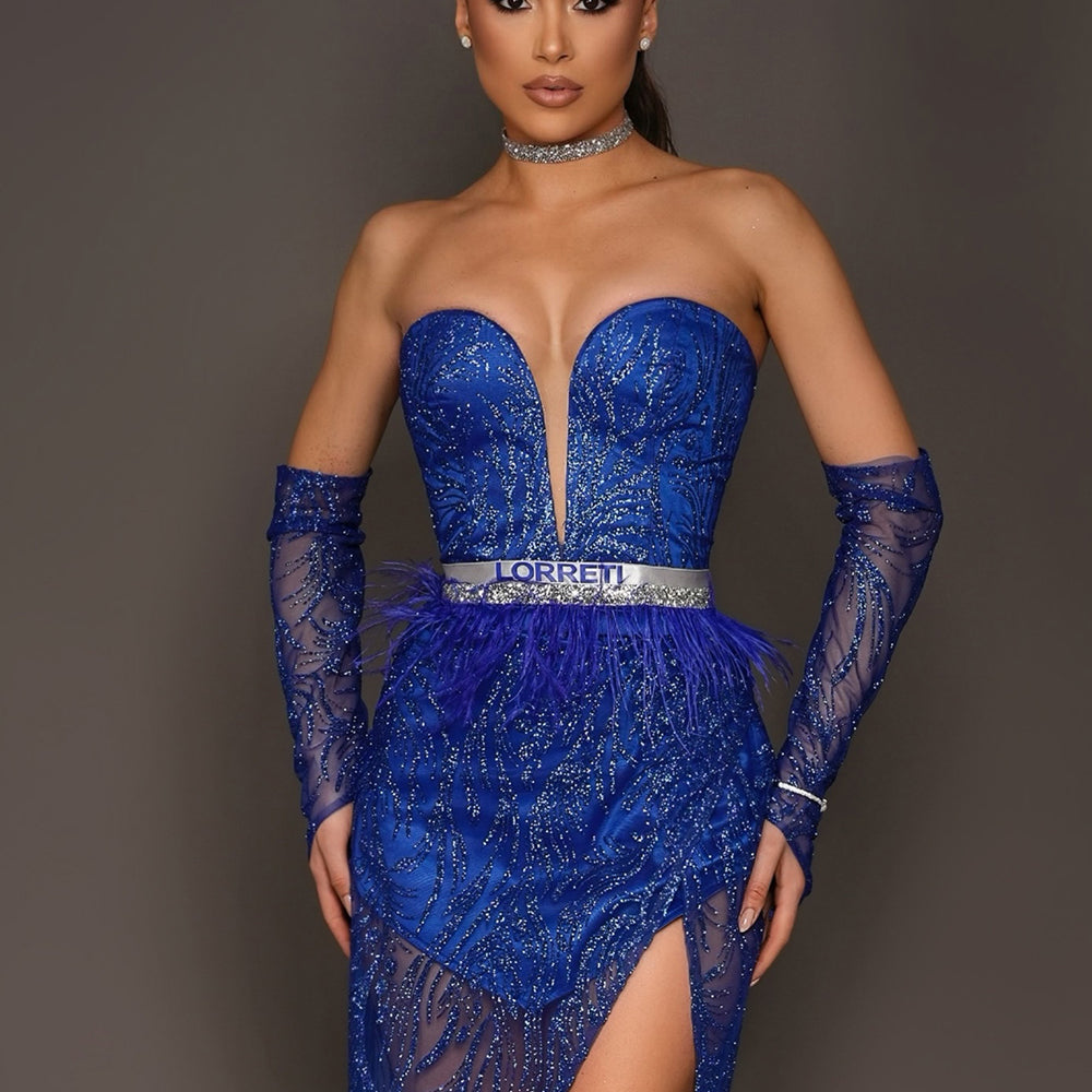 GLOVES GLITTER LACE COBALT BLUE