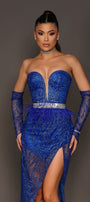 GLOVES GLITTER LACE COBALT BLUE