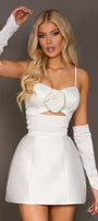 MINI SKIRT AND CROP TOP SET LOREN SATIN WHITE