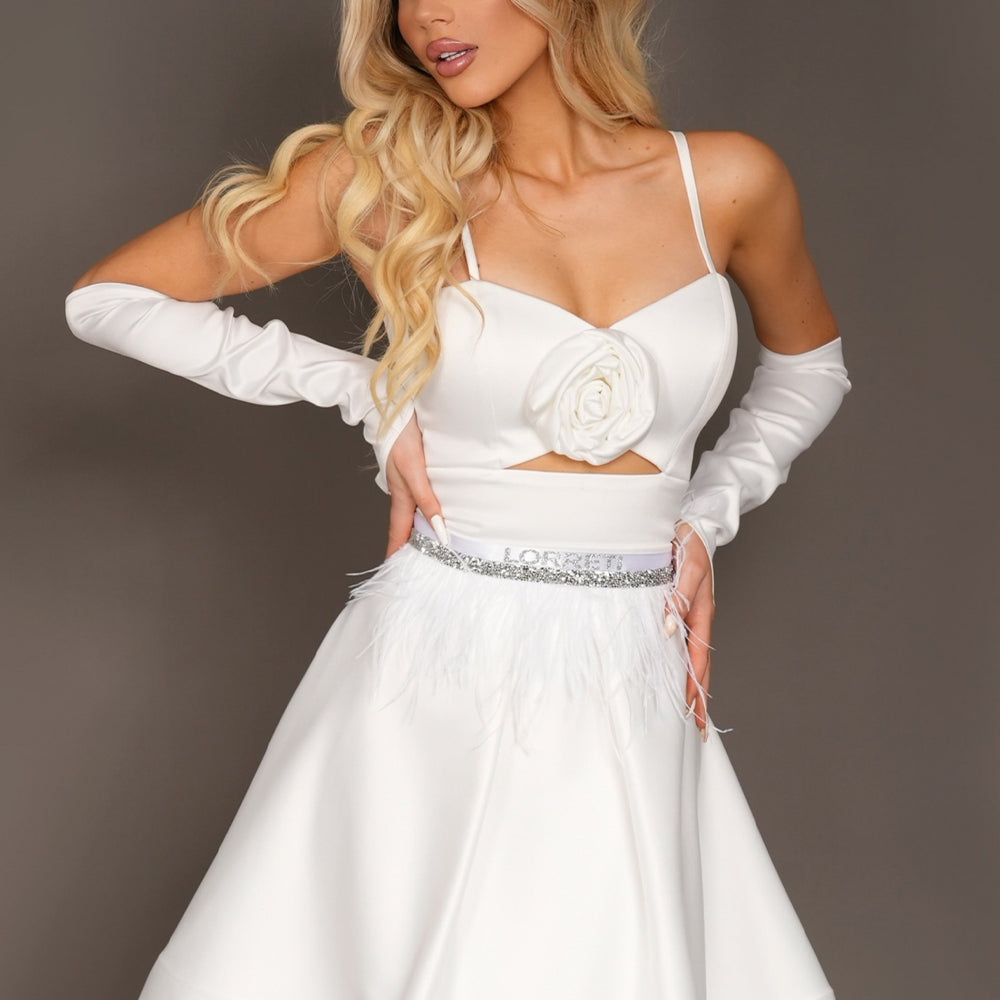 MINI SKIRT AND CROP TOP SET QUINN SATIN WHITE