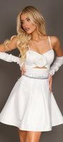 MINI SKIRT AND CROP TOP SET QUINN SATIN WHITE