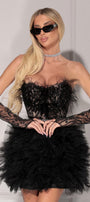 GLOVES GLITTER LACE BLACK