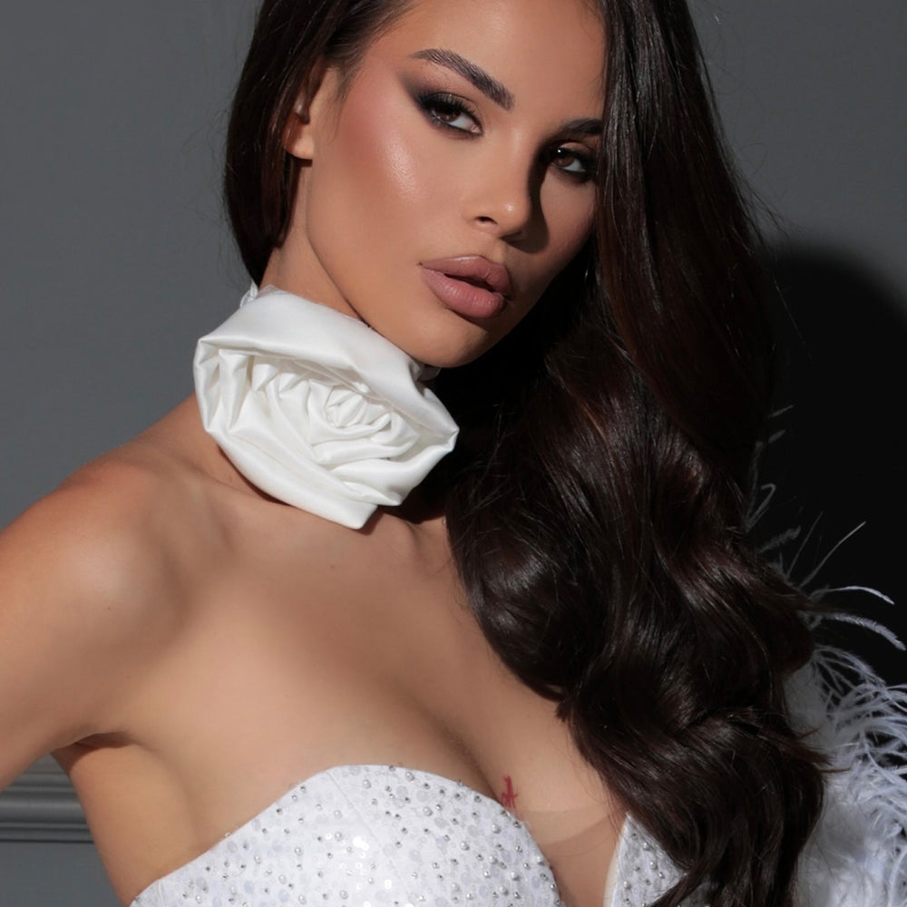 GIROCOLLO/CINTURA RASO BIANCA