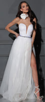 MAXI SKIRT AND CROP TOP SET PAULA SEQUIN TULLE WHITE