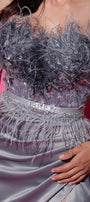 CINTURA MARABU 9B PIUME STRASS GRIGIO
