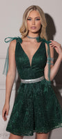 МИНИ СЕТ ТОП С ПОЛА ANELIA ДАНТЕЛА ГЛИТЕР ТЪМНО ЗЕЛЕН