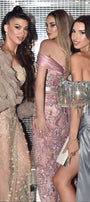 MAXI SKIRT AND CROP TOP SET GIGI SEQUIN SATIN SILVER