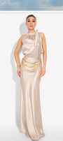 MAXI SKIRT AND CROP TOP SET 2 PARTS FLORENCE SATIN GOLDEN