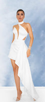 MINI SKIRT AND CROP TOP SET 3 PARTS GALILEA SATIN WHITE